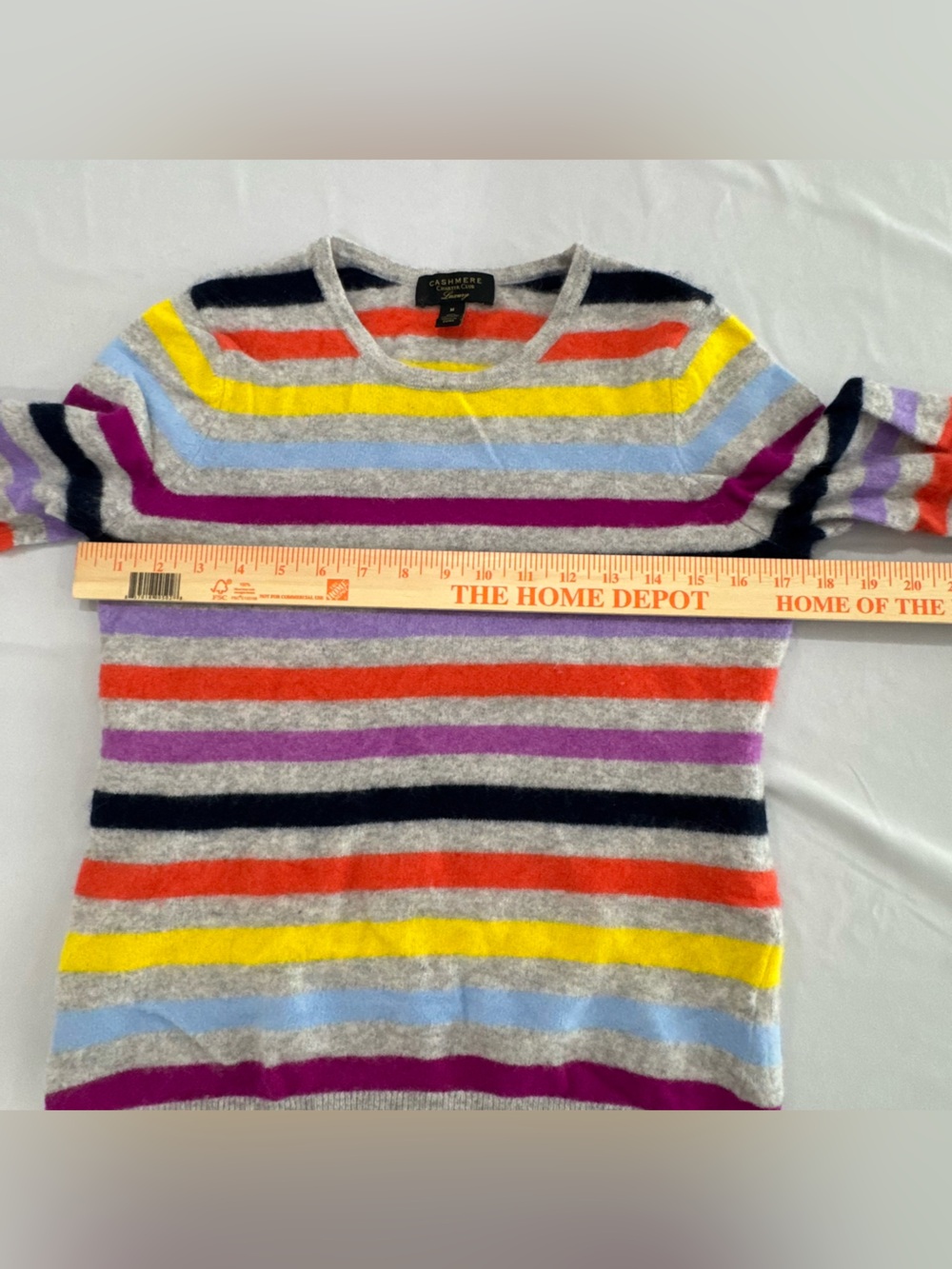 Charter Club Luxury 100% Cashmere Striped Sweater sz M - Picture 4 of 6